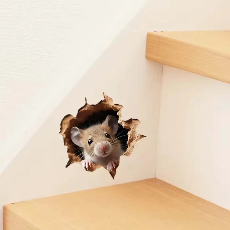 1pc Mouse Peeking Through Wall Decal